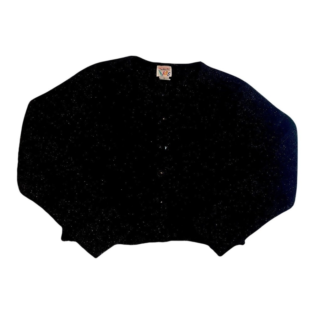 Talbots Kids Cardigan Sweater Girls XL 14 Black Metallic Sparkle Shimmer Holiday